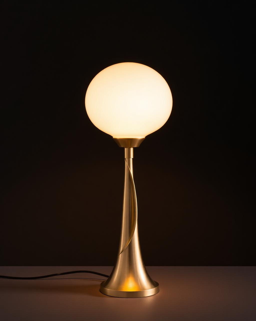 Brass table lamp with alabaster glass globe